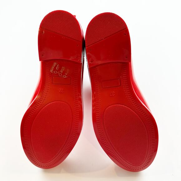 Love Moschino Chelsea Wellington Rain Boots Red Heart Glossy PVC Ankle 37 7US - Picture 9 of 16